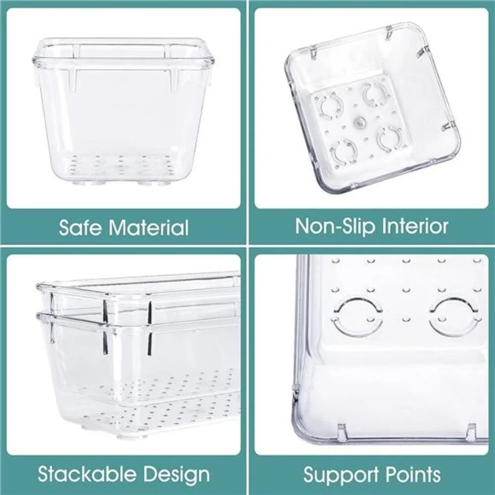 25 PCS Clear Plastic Drawer Organizer Set, 4 Sizes Desk Drawer Divider Organizer